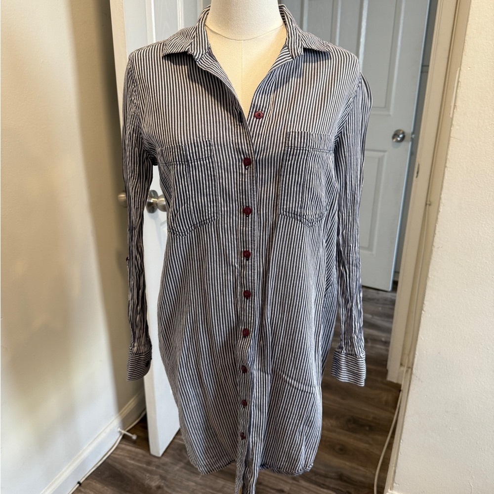 Tianello by Steve Barraza Striped Button-Down Tunic – Size Small